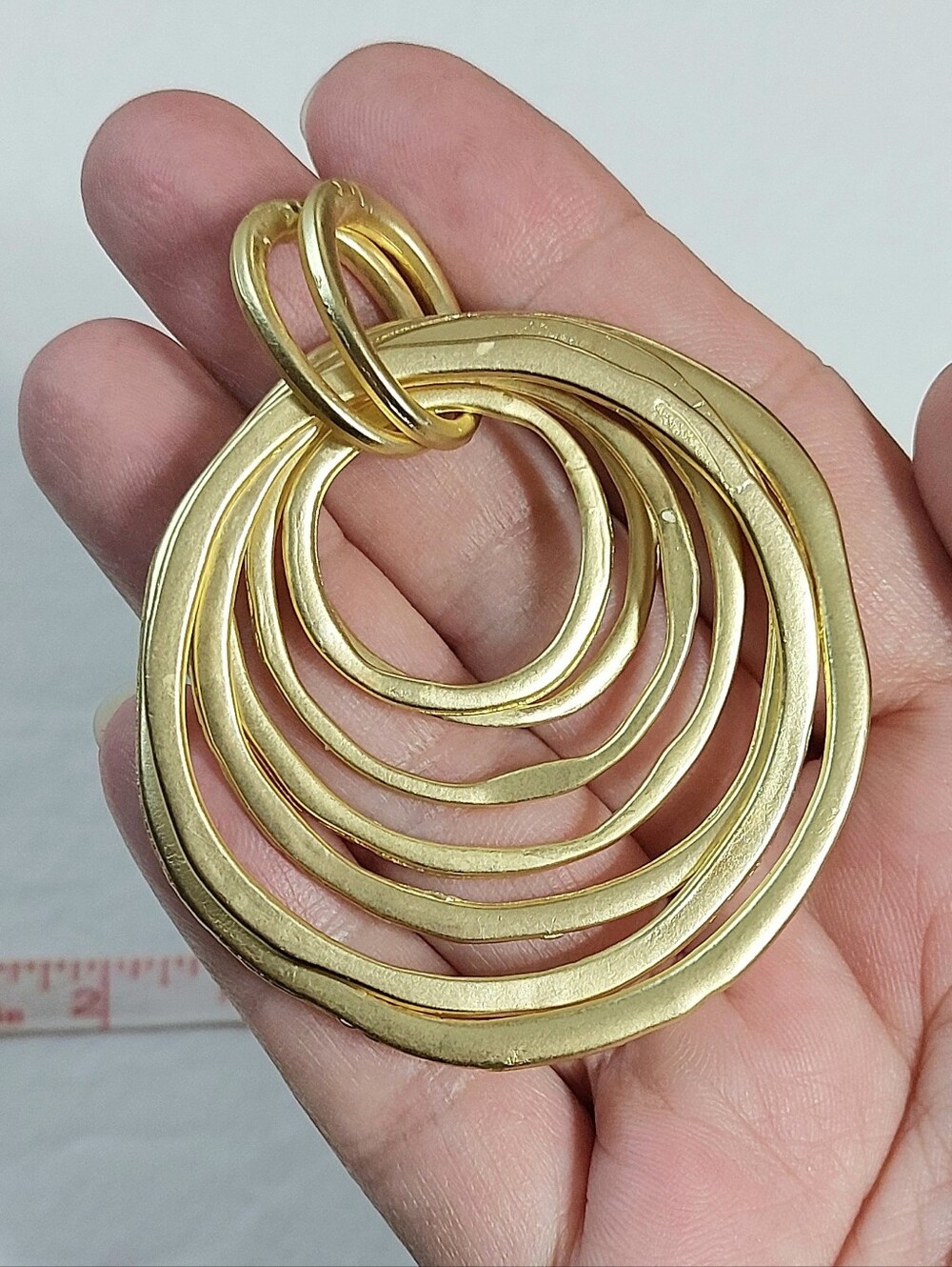 Gold Multi-Ring Spiral  Necklace Pendant  - Women's Jewelry